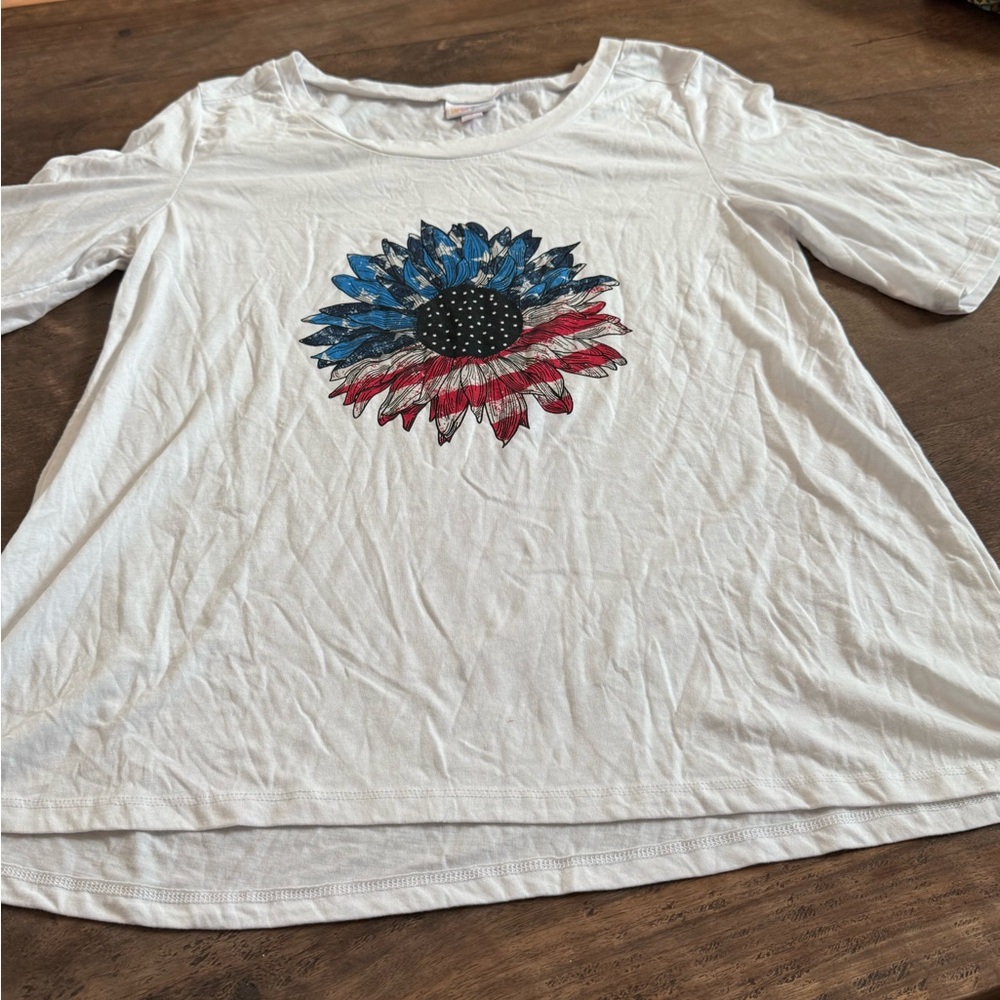 White Patriotic Sunflower Women's Top